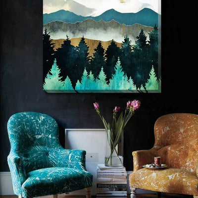 Forest Mist Stretched Canvas Print L93 - hywallart