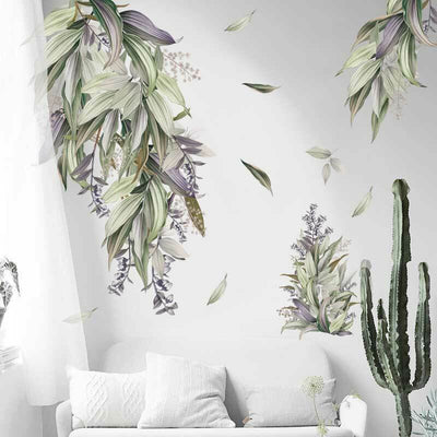 Vintage Branch Leaves Plant Wall Sticker - hywallart