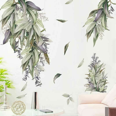 Vintage Branch Leaves Plant Wall Sticker - hywallart