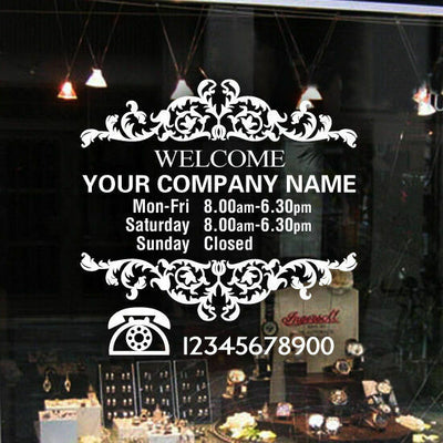 Custom Vinyl Lettering TRADING HOURS window sticker - hywallart