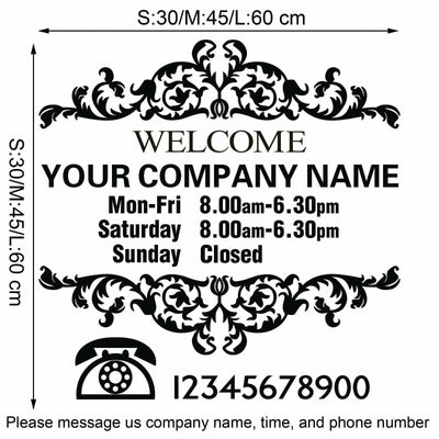 Custom Vinyl Lettering TRADING HOURS window sticker - hywallart