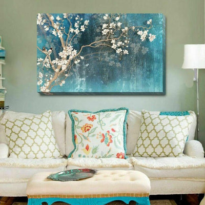 Blue Magnolia Blossom Stretched Canvas Print - hywallart