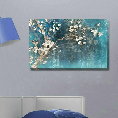 Blue Magnolia Blossom Stretched Canvas Print - hywallart