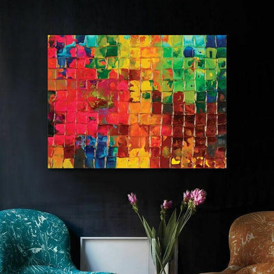 Grid Abstract Stretched Canvas Print - hywallart