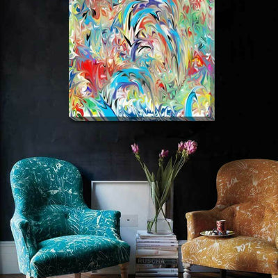 Colour Fountain Abstrat Stretched Canvas Print 376 - hywallart