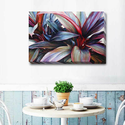 Tropical Flower Leaves Stretched Canvas Art F91 - hywallart