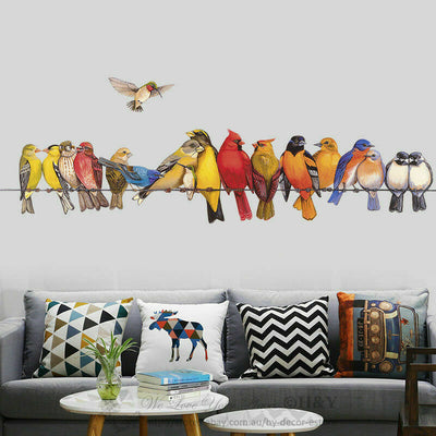 Birds On Wire Wall Sticker Nursery Decor - hywallart