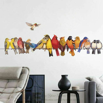 Birds On Wire Wall Sticker Nursery Decor - hywallart