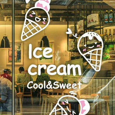Icecream Milktea Shop Removable Shop Wall Window Stickers - hywallart