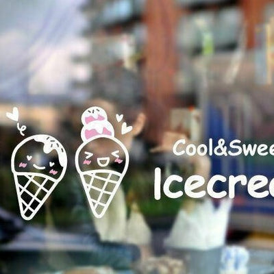Icecream Milktea Shop Removable Shop Wall Window Stickers - hywallart