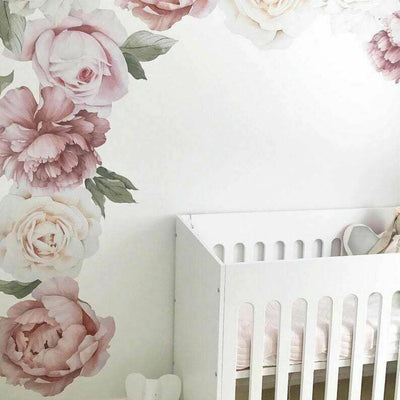 Set of 9 Pcs Large Individual Peony Rose Flower Wall Sticker Baby Nursery Decor - hywallart