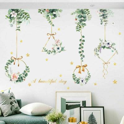 Tropical Leaves Flower Hanging Wall Sticker - hywallart