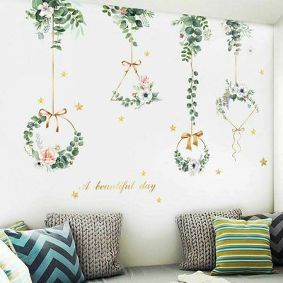 Tropical Leaves Flower Hanging Wall Sticker - hywallart