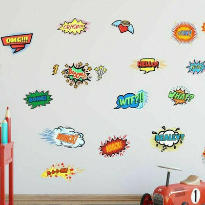 19 Pcs Superhero Jumbo Words Wall stickers,hywallart