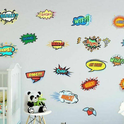 19 Pcs Superhero Jumbo Words Wall stickers,hywallart
