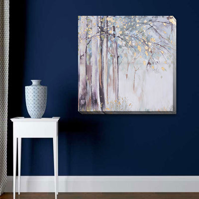 Silver Leaves Stretched Canvas Print F130