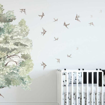 Enchanted Nursery Tree With Swallows Wall Decal - hywallart