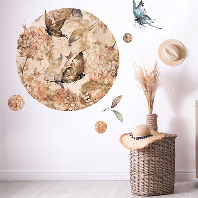 Butterflies Hydrangea Circle Wall Stickers