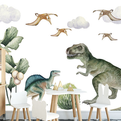 Dinosaur Clouds Plants Wall Decal