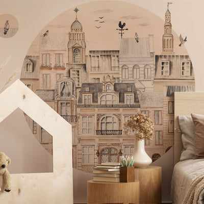 Paris Building Circle Wall Stickers