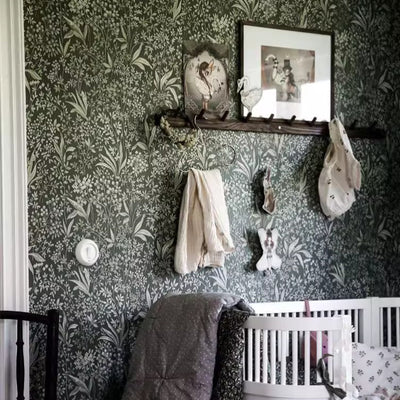 Timeless Floral Leaves Blue Wall Paper B42