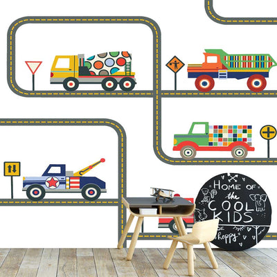 Colour Construction Vehicle Wall Stickers