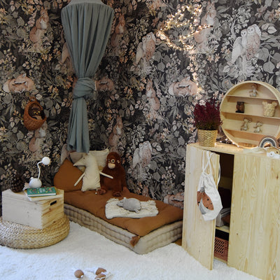 Forest Friend Animals Black Wall Paper K09