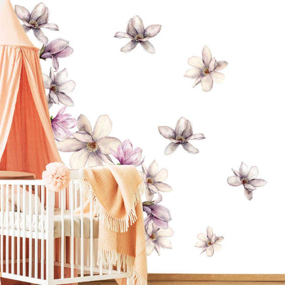 Set of 8 Magnolia Flowers Wall Stickers