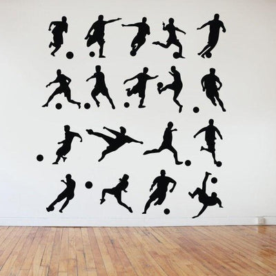 18 PCs Soccer Football Players Wall Art Stickers,hywallart