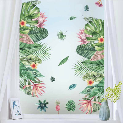 Tropical Flower Leaves Removable Wall Art Border Sticker Decal Kid Nursery Decor,hywallart