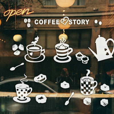 Coffee Cafe Window Wall Stickers,hywallart