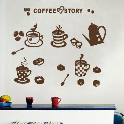 Coffee Cafe Window Wall Stickers,hywallart