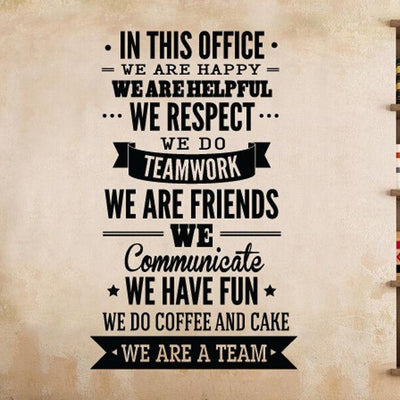 Office Rule "WE ARE A TEAM" Removable Wall Quote,hywallart