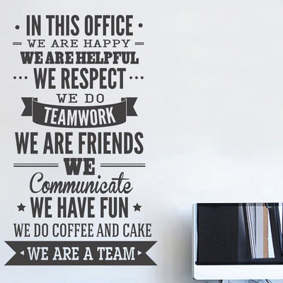 Office Rule "WE ARE A TEAM" Removable Wall Quote,hywallart