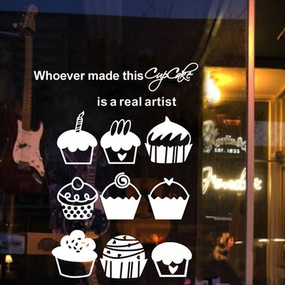 Cafe Cup Cake Shop Window Stickers Decal,hywallart