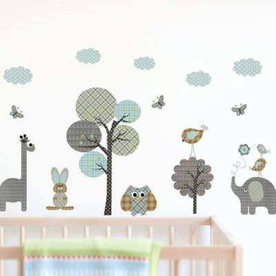 Safari Animals Trees Wall Decal,hywallart