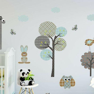 Safari Animals Trees Wall Decal,hywallart