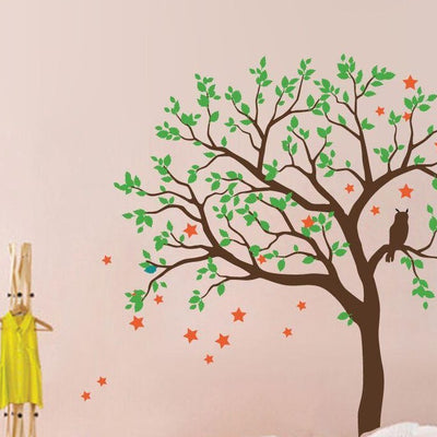 Owl Hoot Star Tree Wall Stickers,hywallart