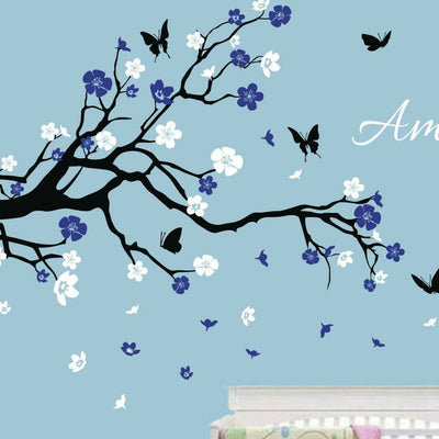 Custom Personalised Name Birds Butterfly Branch Wall Sticker,hywallart