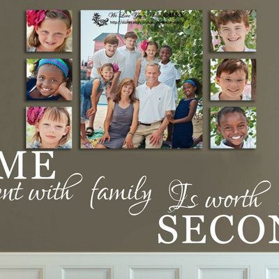 "TIME Spent with family Is worth every SECOND" Wall Art Quote Removable Stickers,hywallart