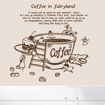 Coffee In Fairyland Cafe Restaurant Wall Stickers,hywallart