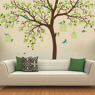 Bird Cage Tree Nursery Wall Stickers,hywallart