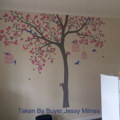 Bird Cage Tree Nursery Wall Stickers,hywallart