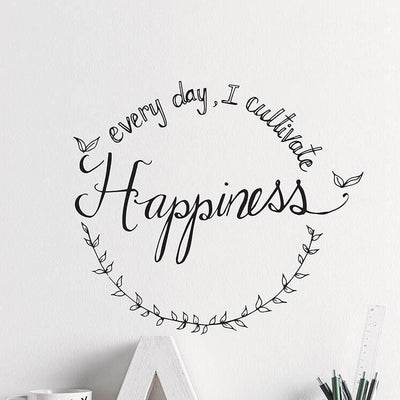"every day I cultivate Happiness" Wall Quote Stickers,hywallart