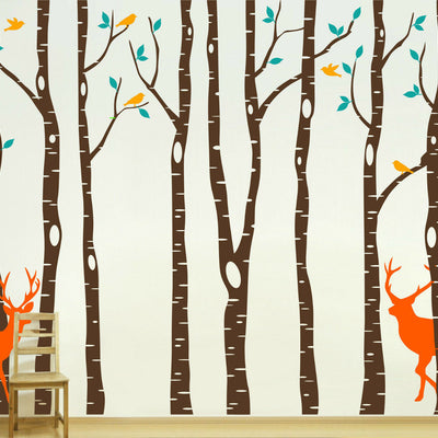 260x360cm Reindeer Forest Wall Stickers,hywallart