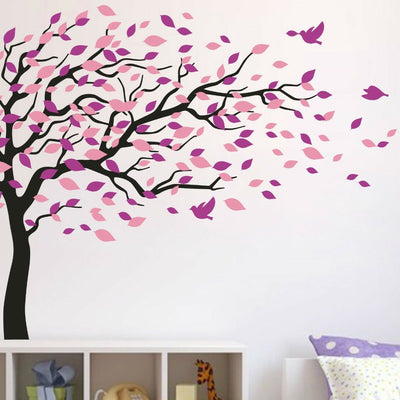 Blowing Tree Birds Wall Stickers,hywallart