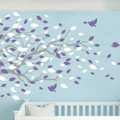 Blowing Tree Birds Wall Stickers,hywallart