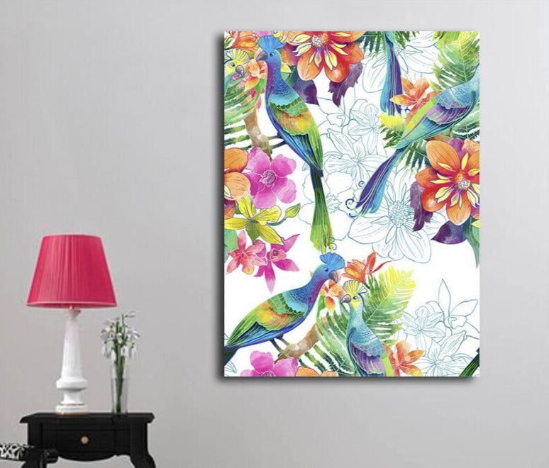 Birds Of Paradise Stretched Canvas Print