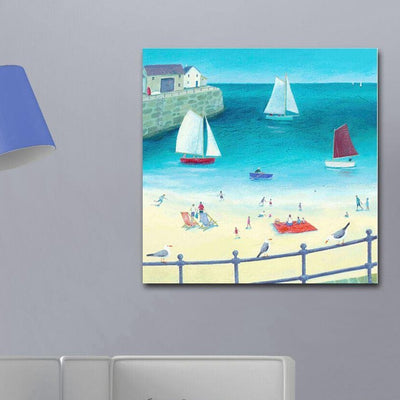 Beach Sailboat Stretched Canvas Print,hywallart
