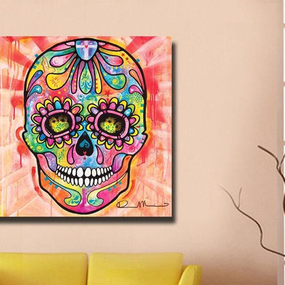 Sugar Skull Stretched Canvas Print,hywallart